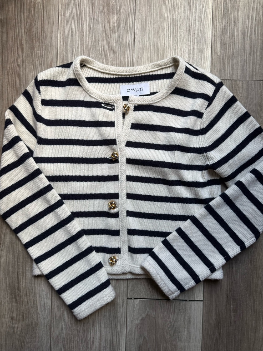 Derek Lam 10 Crosby Navy & Cream Striped Cardigan
